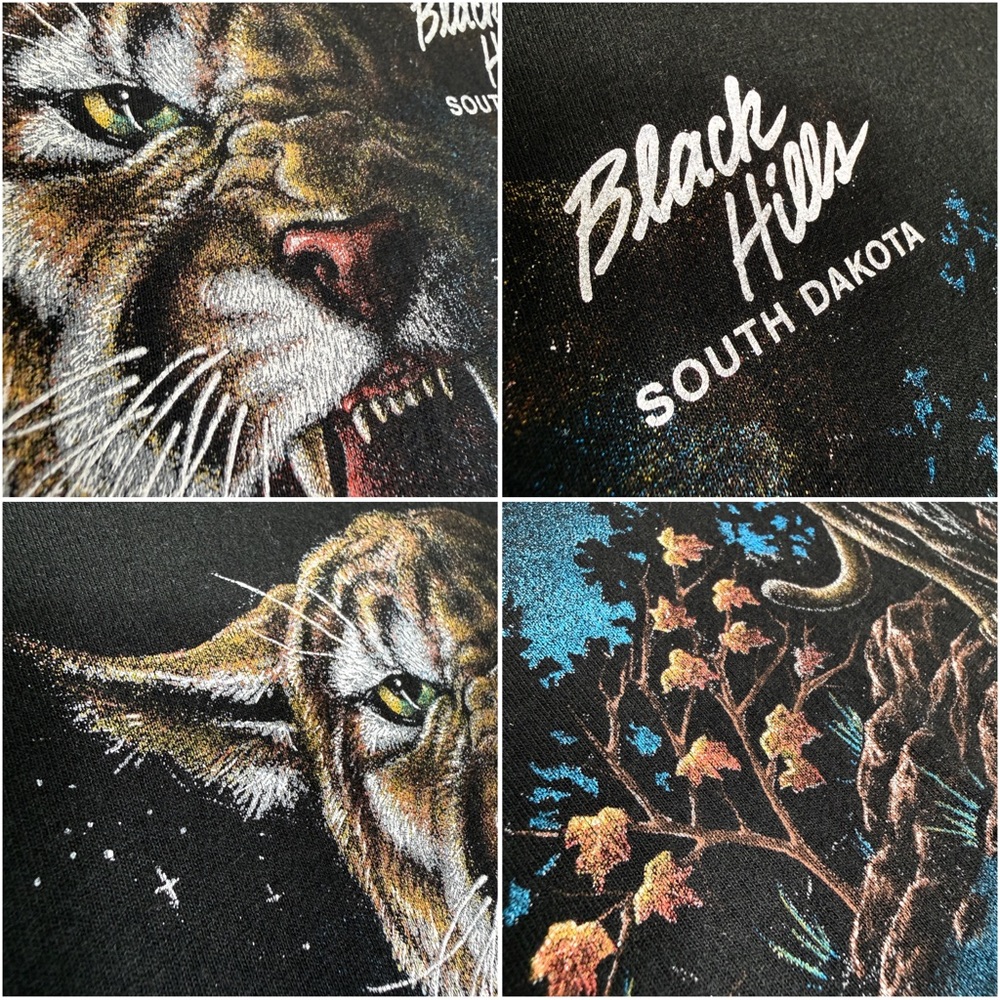 Vintage Black Hills South Dakota Cougar Mountain Lion Cropped Graphic Tee - Picture 11 of 17